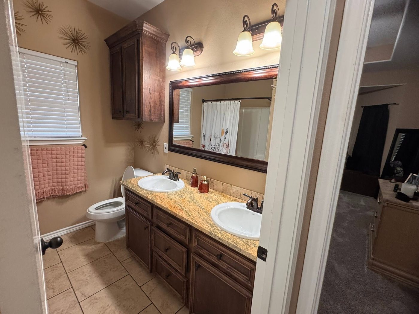 Remodeled bathroom with double vanity